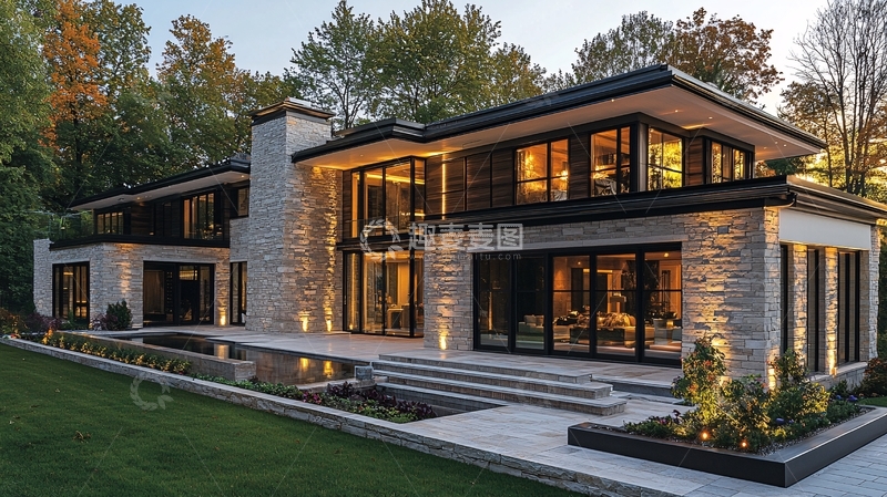 高清大图下载【趣麦麦图】现代简约别墅外观9