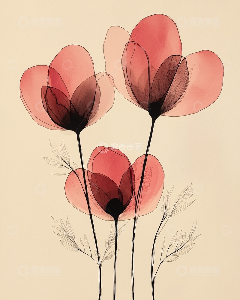 高清大图下载【趣麦麦图】水彩花卉50