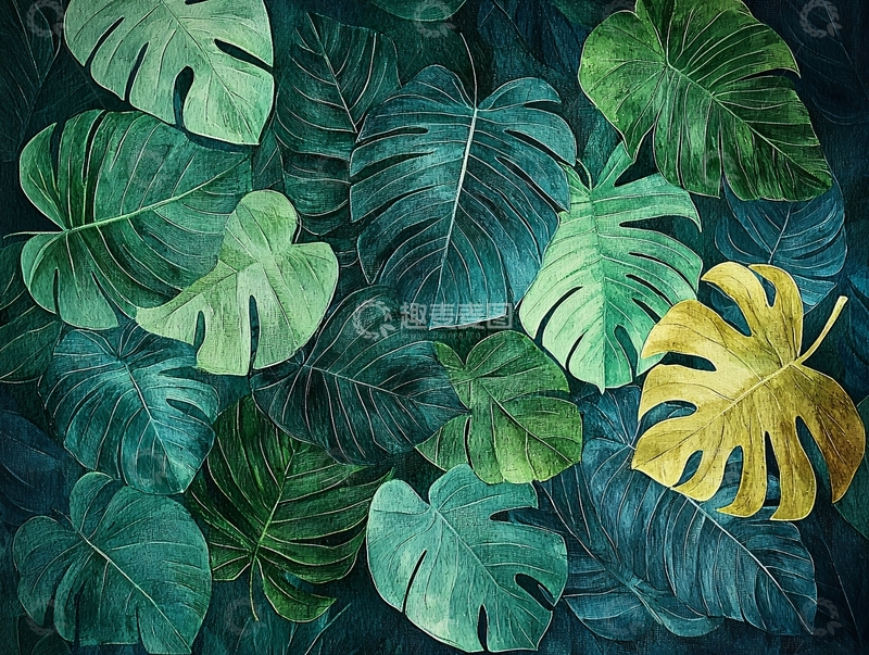 高清大图下载【趣麦麦图】热带植物叶子背景图