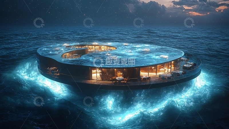 高清大图下载【趣麦麦图】海上漂浮别墅