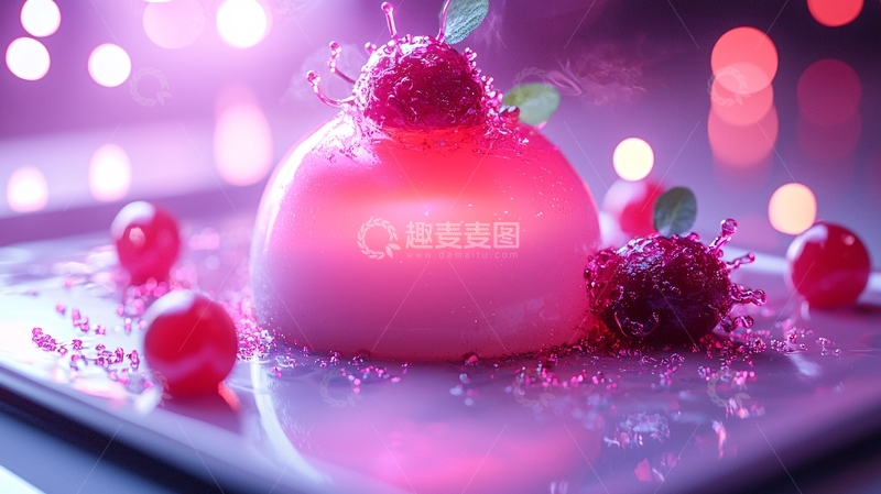 高清大图下载【趣麦麦图】粉色球形慕斯蛋糕