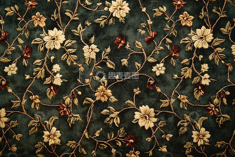 高清大图下载【趣麦麦图】暗色系复古花卉印花布料