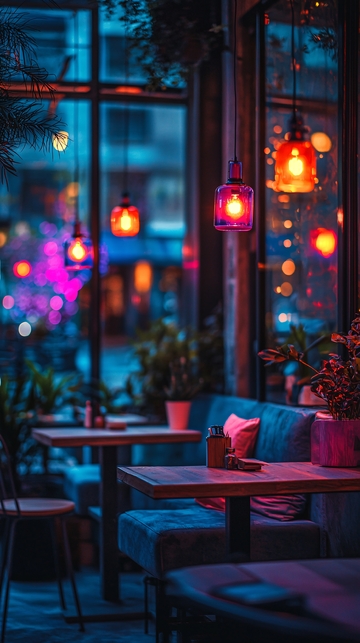 夜晚咖啡馆氛围灯光
