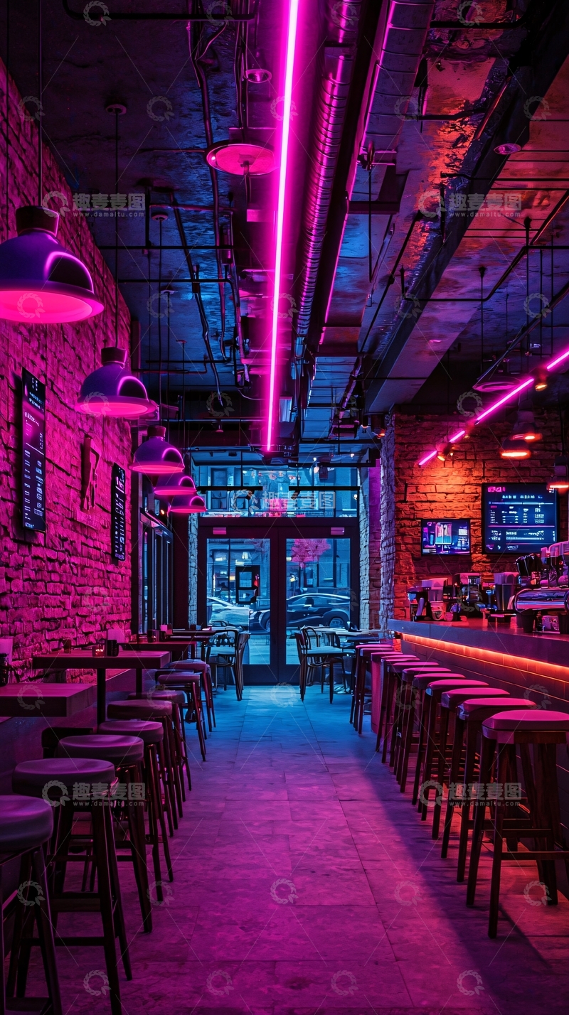 高清大图下载【趣麦麦图】霓虹灯酒吧夜景