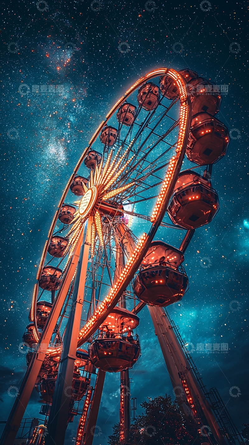 高清大图下载【趣麦麦图】星空摩天轮