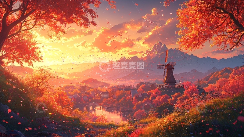 高清大图下载【趣麦麦图】秋日暖阳下的童话村庄