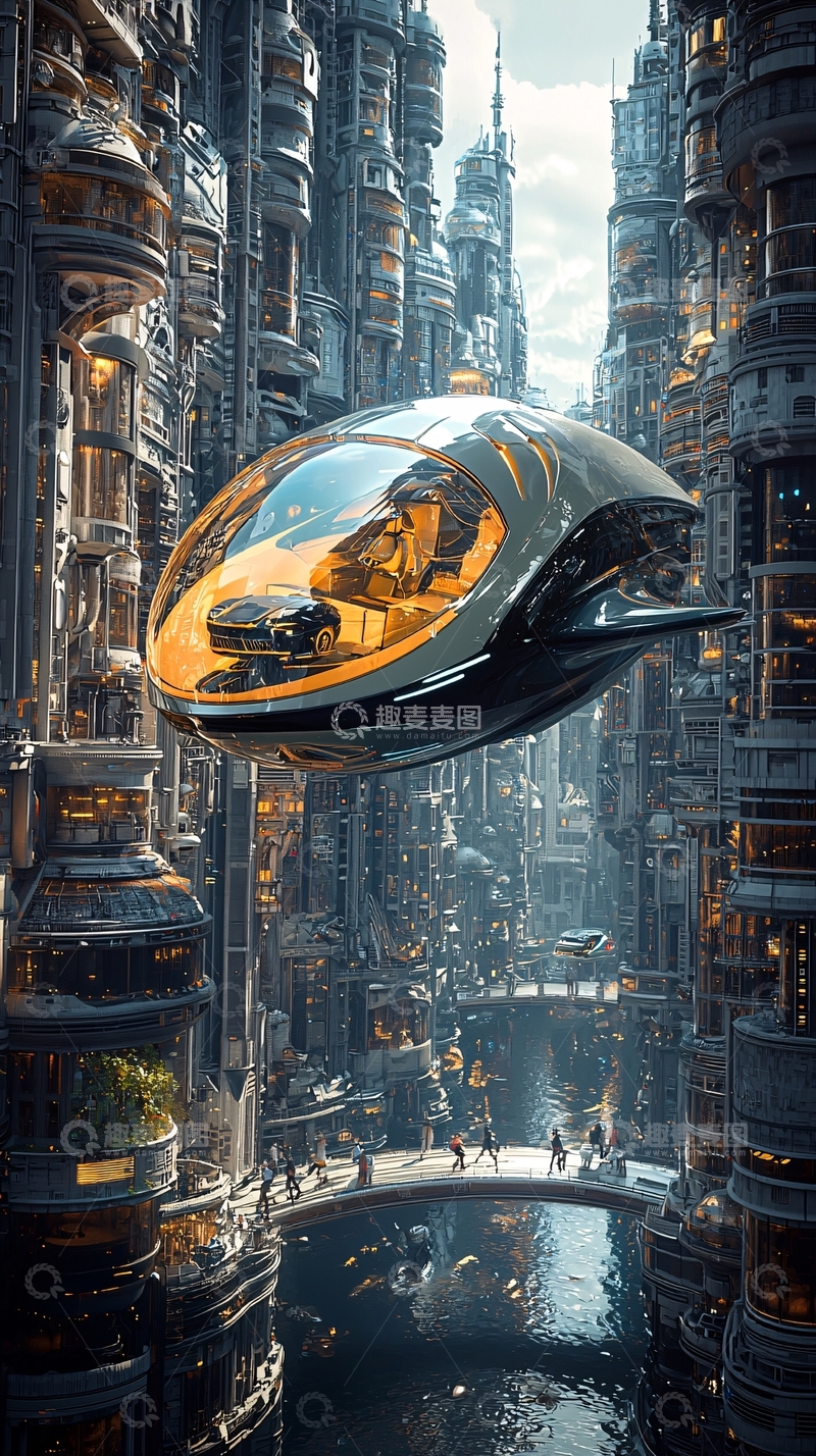 高清大图下载【趣麦麦图】未来都市交通工具