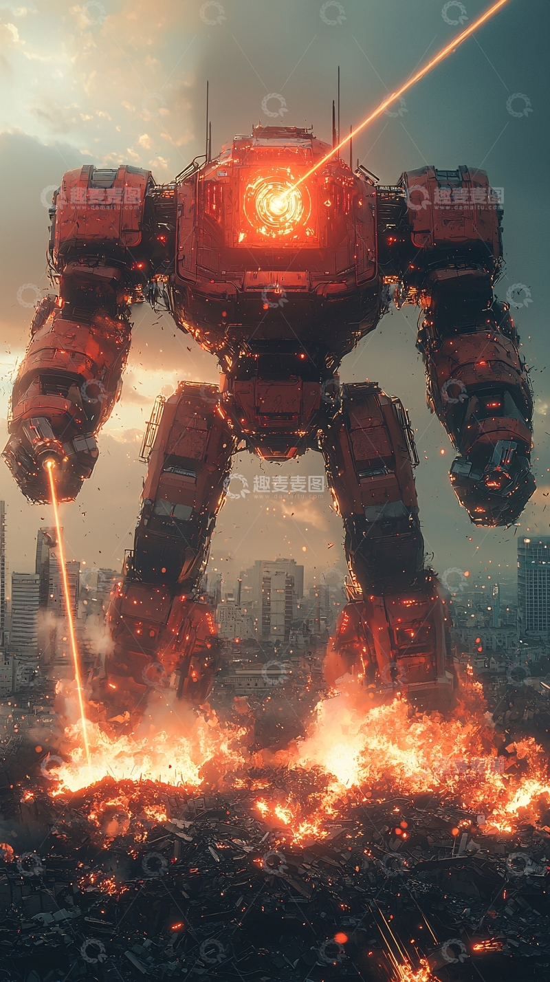 高清大图下载【趣麦麦图】巨型红色机器人