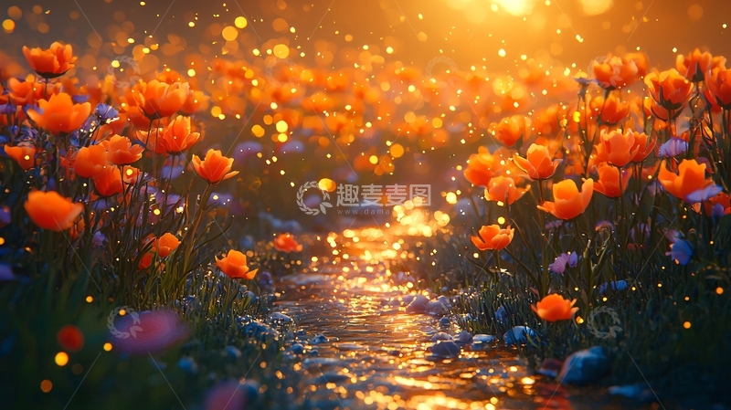 高清大图下载【趣麦麦图】橙色花海