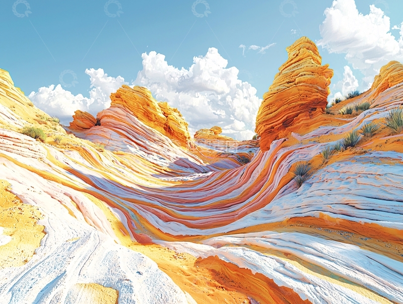 高清大图下载【趣麦麦图】彩色波浪岩