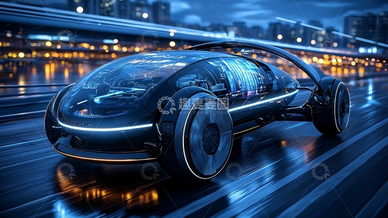 高清大图下载【趣麦麦图】未来都市概念车夜景