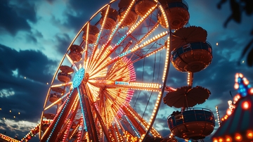 夜晚摩天轮灯光秀