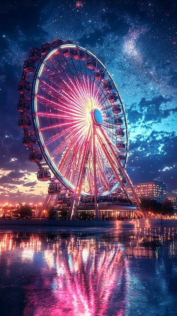 梦幻星空摩天轮夜景
