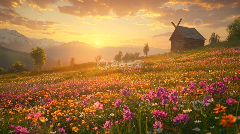 高清大图下载【趣麦麦图】日出田园风光