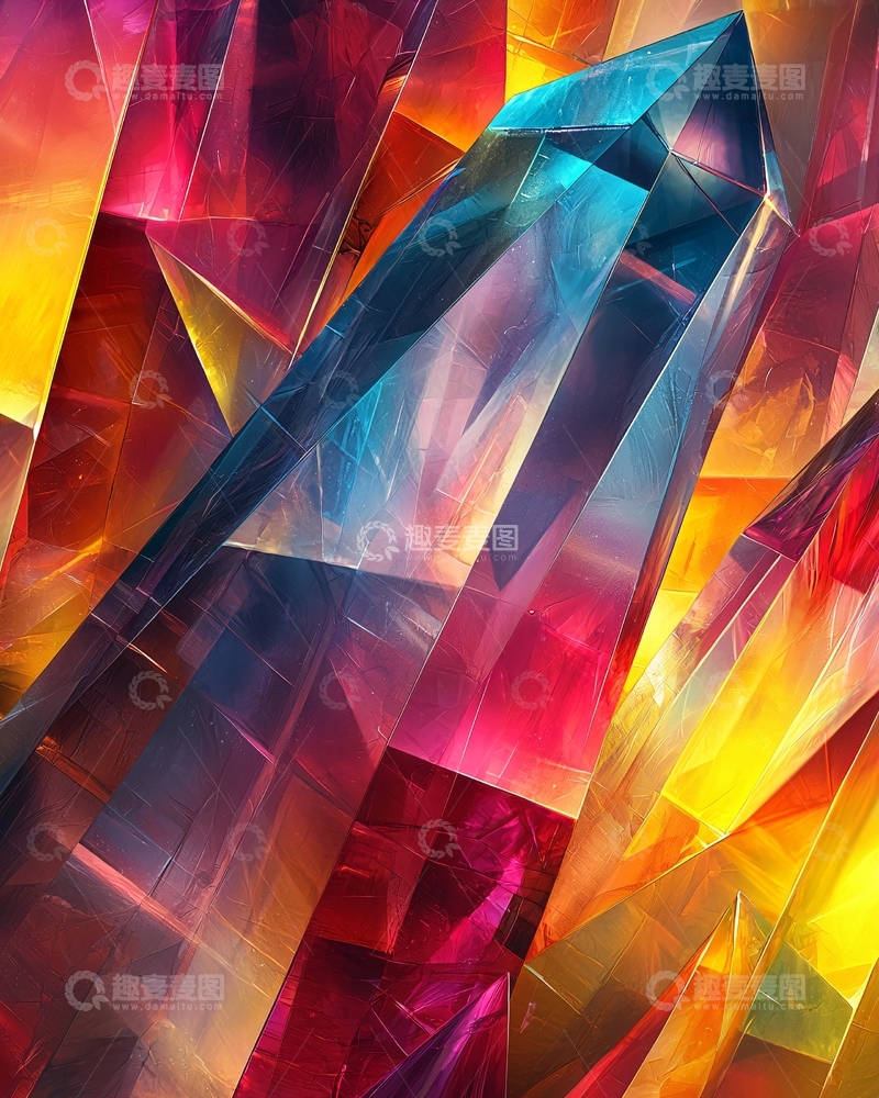 高清大图下载【趣麦麦图】彩色透明几何水晶