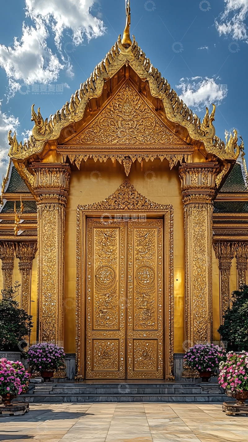 高清大图下载【趣麦麦图】金碧辉煌的寺庙大门