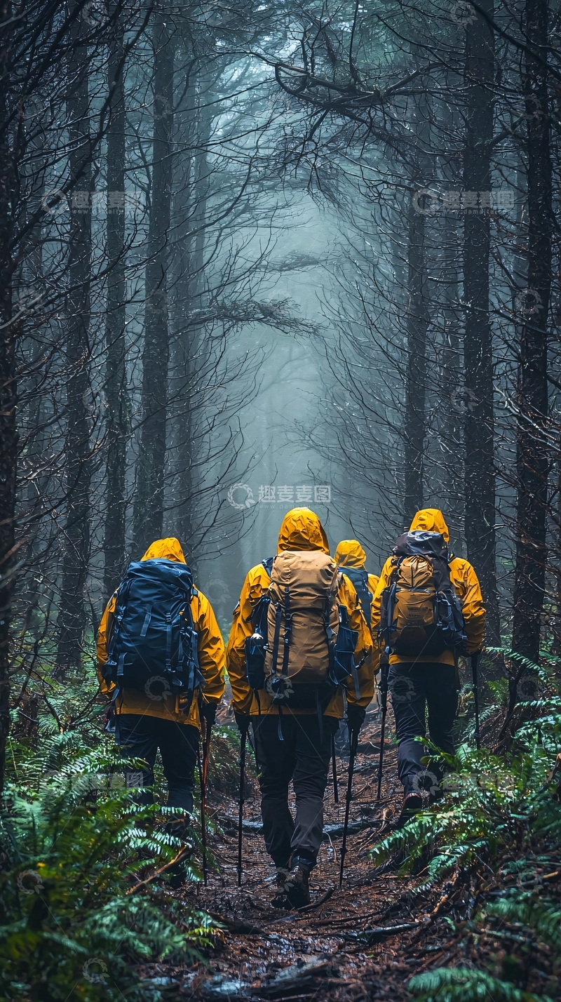 高清大图下载【趣麦麦图】雾气森林徒步旅行