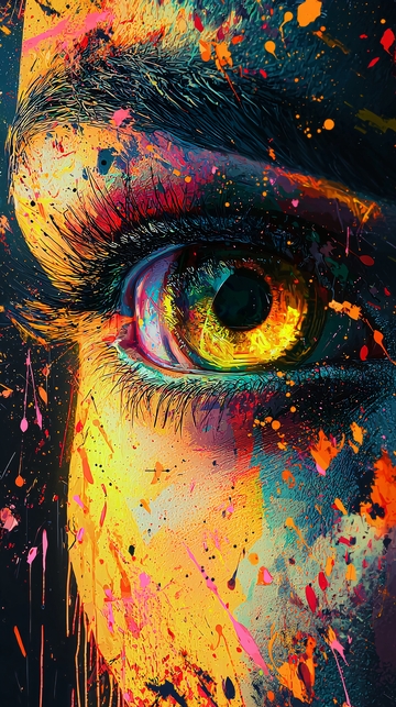 抽象彩色眼睛特写