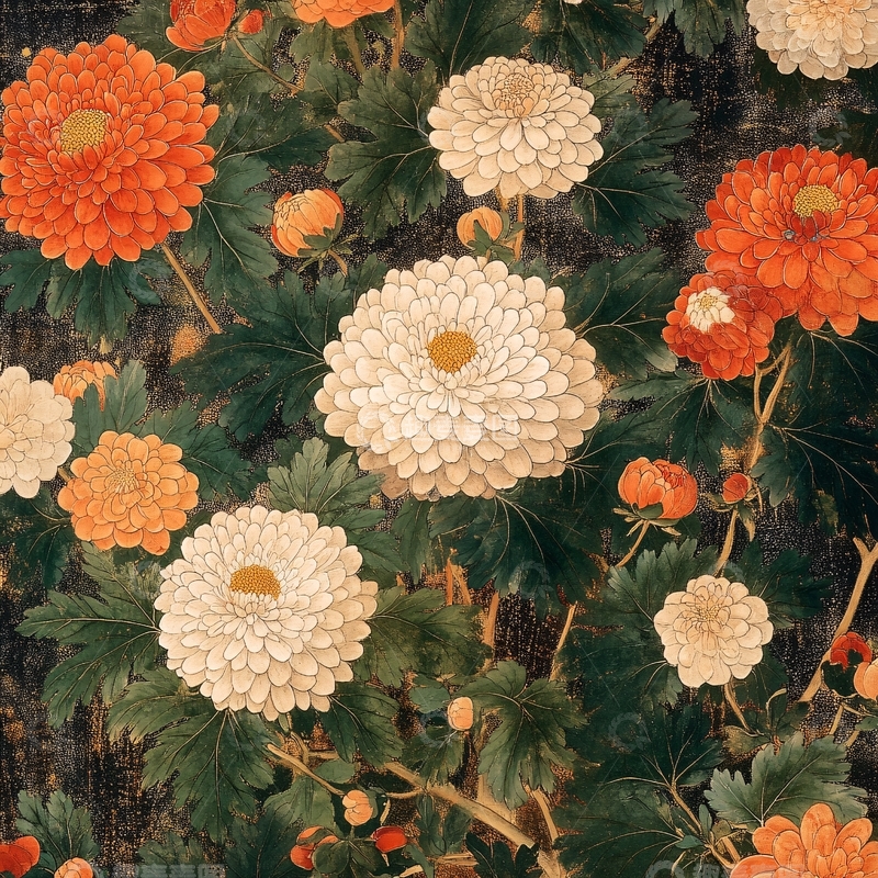 高清大图下载【趣麦麦图】红白菊花图