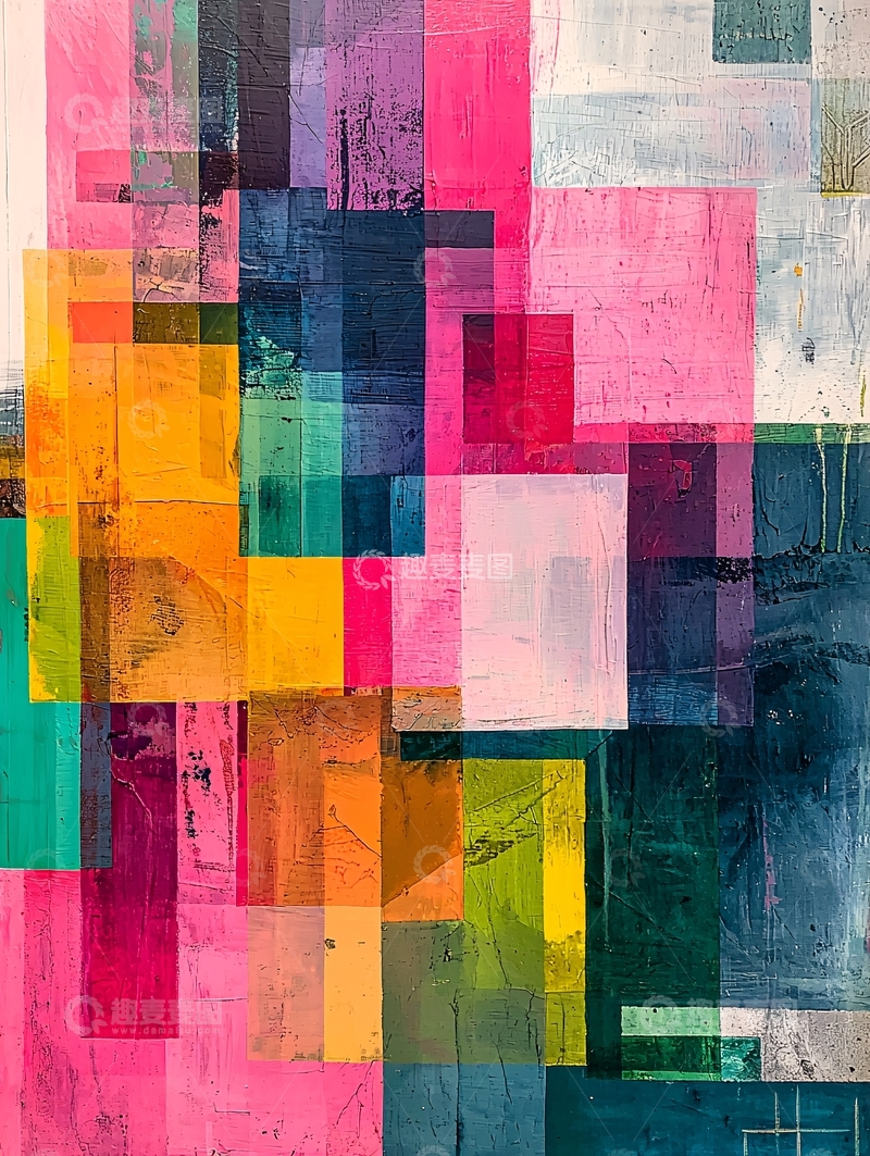 高清大图下载【趣麦麦图】抽象几何彩色画
