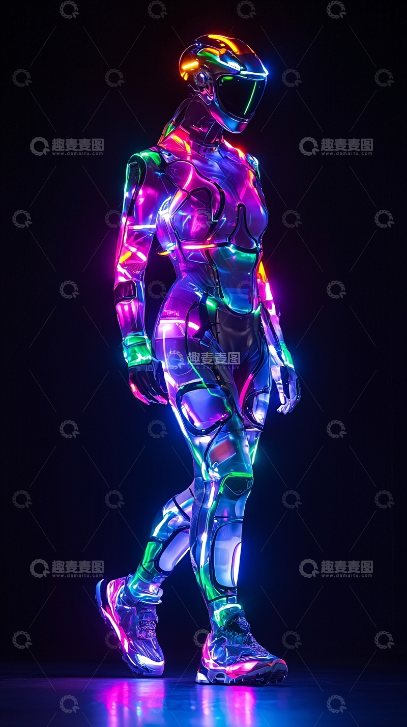 高清大图下载【趣麦麦图】发光机器人服装