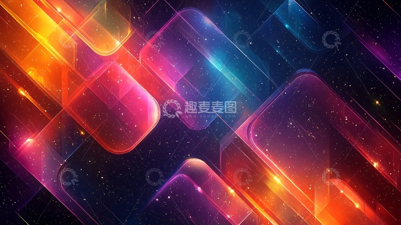 高清大图下载【趣麦麦图】绚丽多彩的抽象几何背景