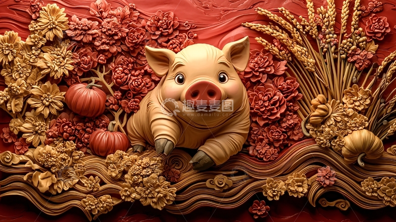 高清大图下载【趣麦麦图】卡通小猪