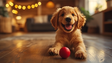 金毛幼犬室内玩耍