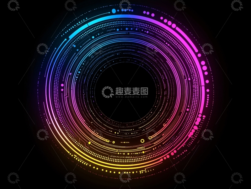 高清大图下载【趣麦麦图】彩色环形科技背景