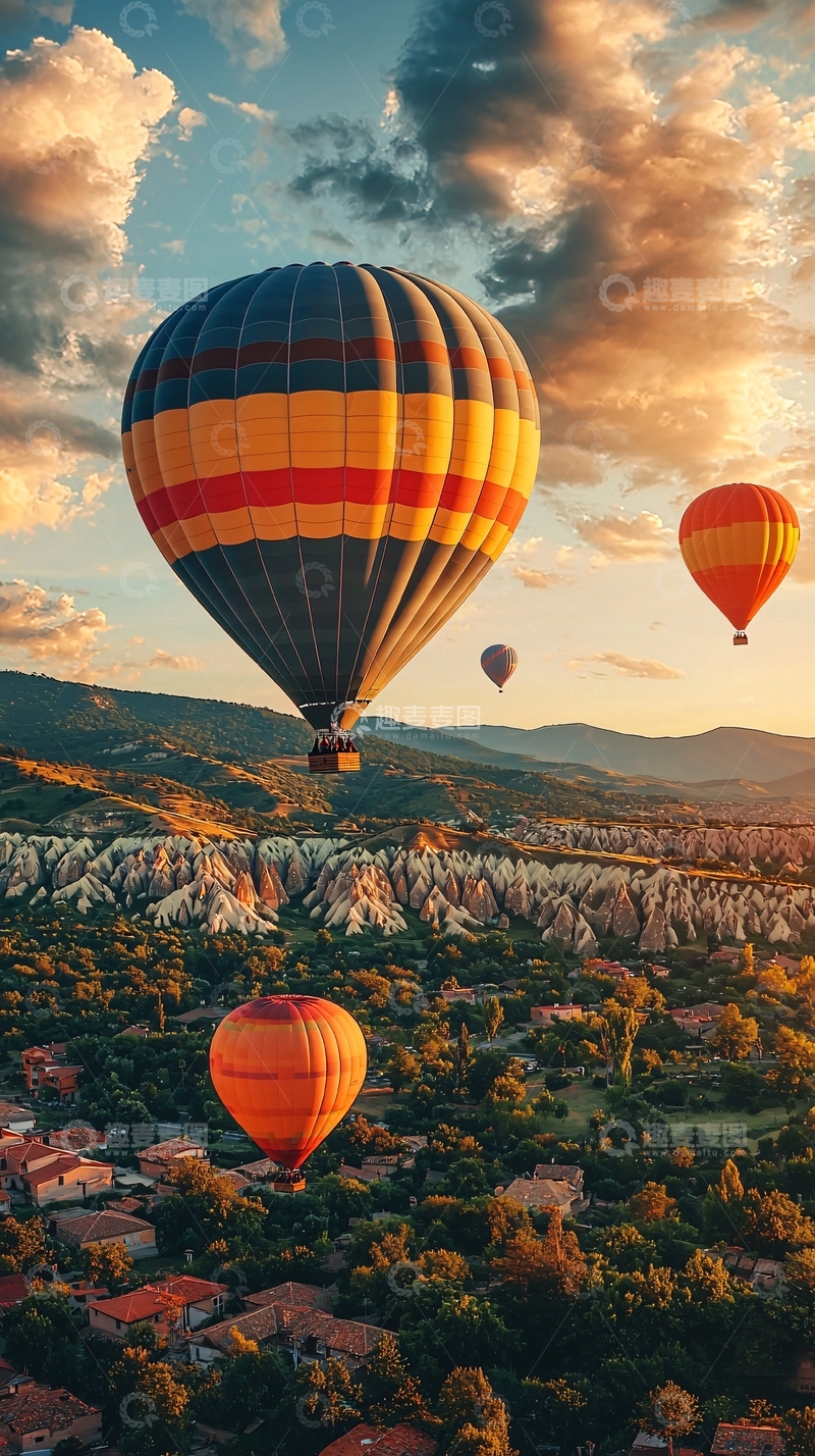 高清大图下载【趣麦麦图】热气球日出风景