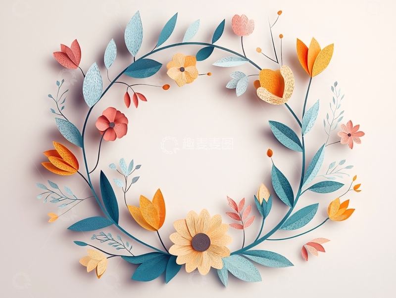 高清大图下载【趣麦麦图】纸艺花环
