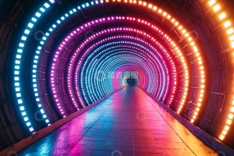 高清大图下载【趣麦麦图】炫彩灯光隧道