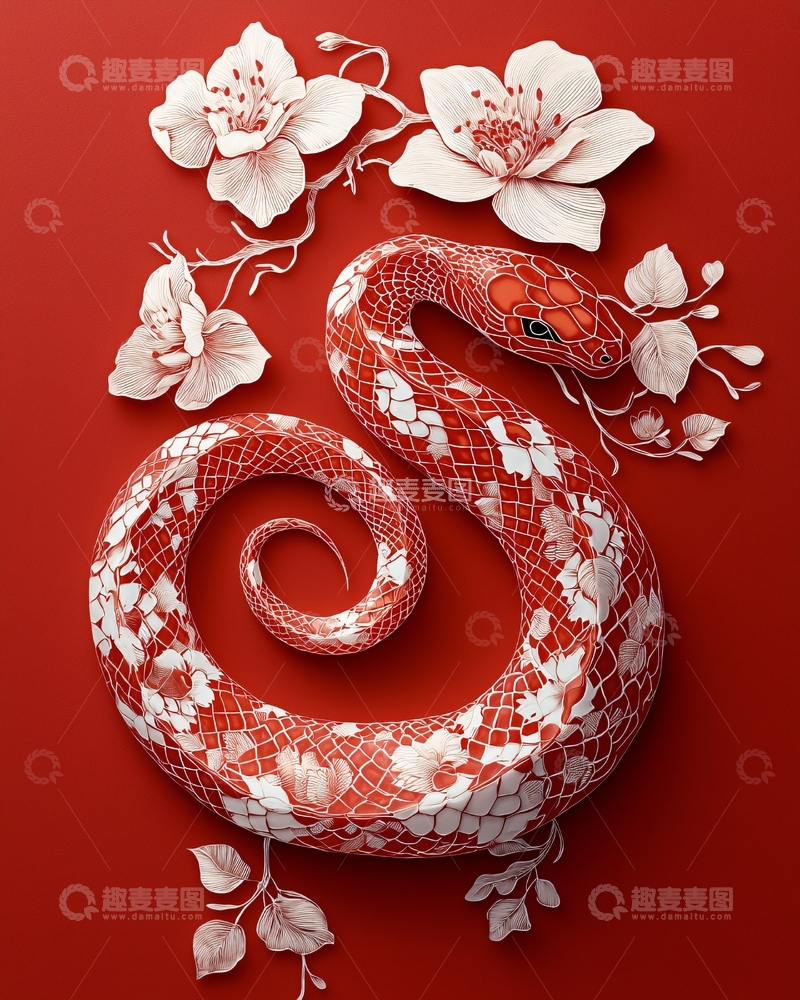 红底白花红蛇