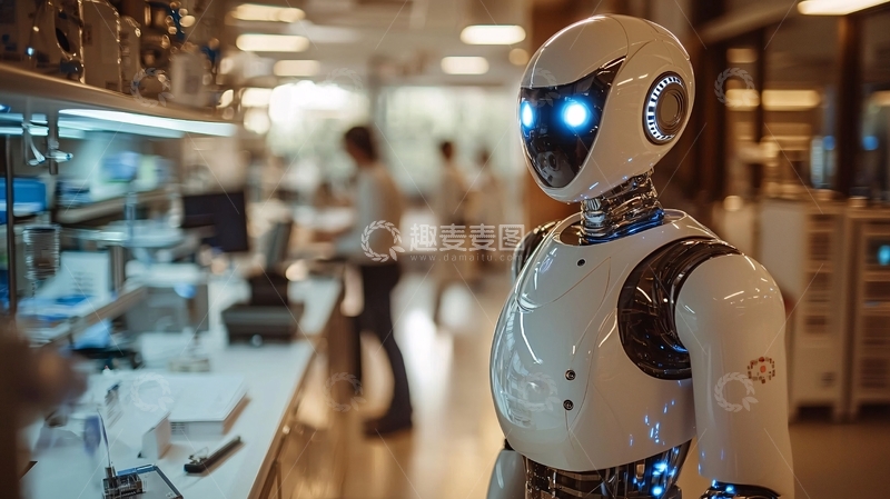 高清大图下载【趣麦麦图】实验室里的白色机器人