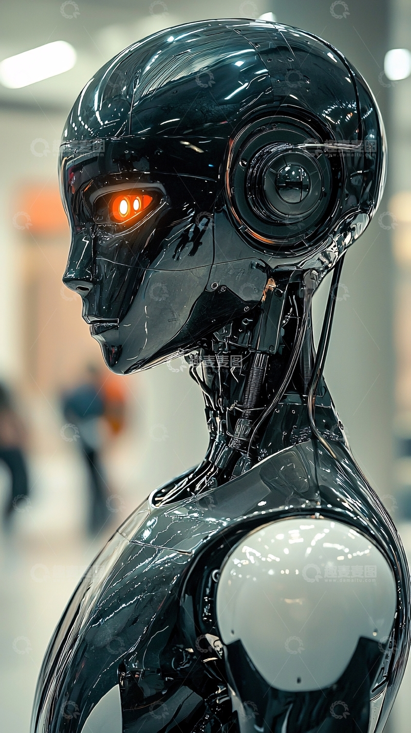 高清大图下载【趣麦麦图】未来感机器人侧脸特写