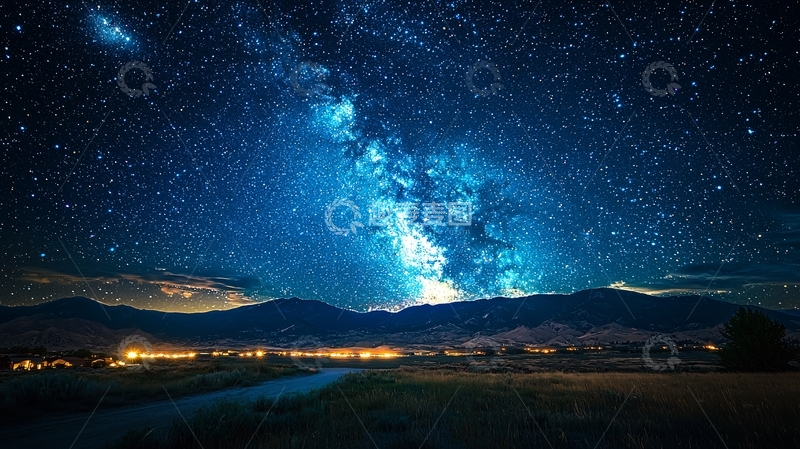 高清大图下载【趣麦麦图】星空下的山脉