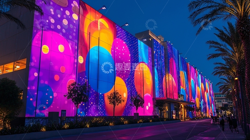 高清大图下载【趣麦麦图】彩色建筑夜景