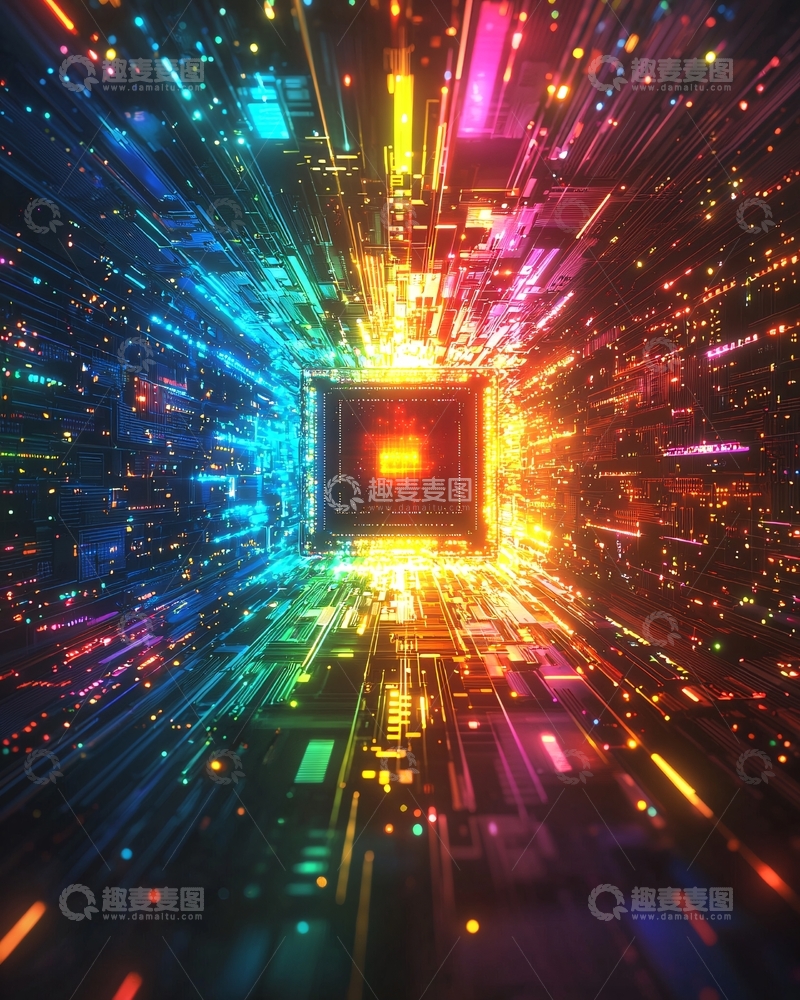 高清大图下载【趣麦麦图】炫彩光线数字空间