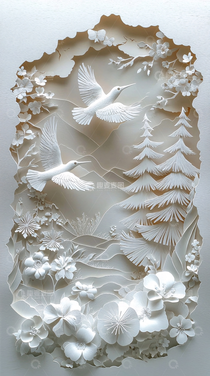 高清大图下载【趣麦麦图】白色纸雕艺术