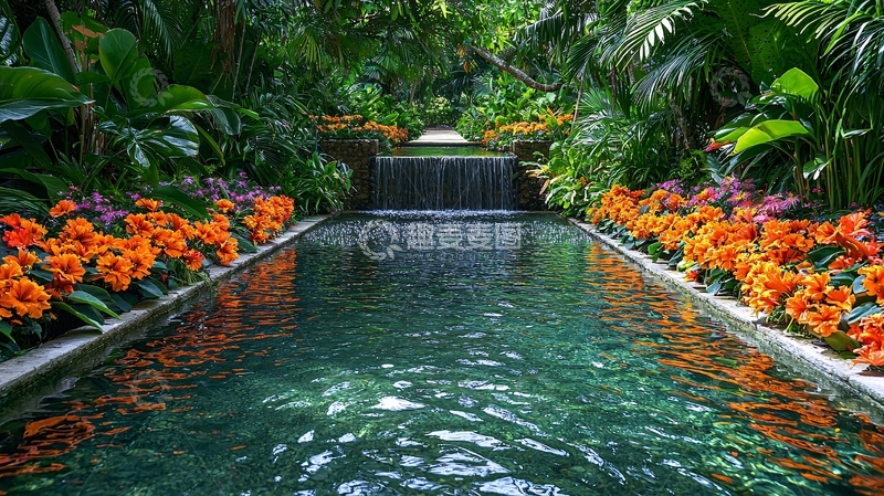 高清大图下载【趣麦麦图】热带花园水景