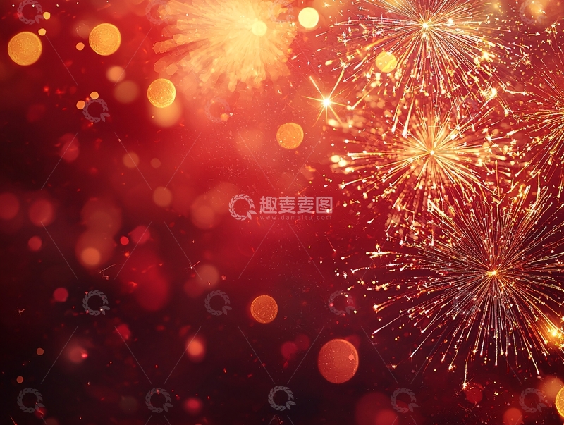 高清大图下载【趣麦麦图】红色烟花背景