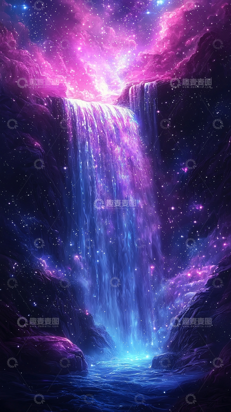 高清大图下载【趣麦麦图】梦幻宇宙瀑布