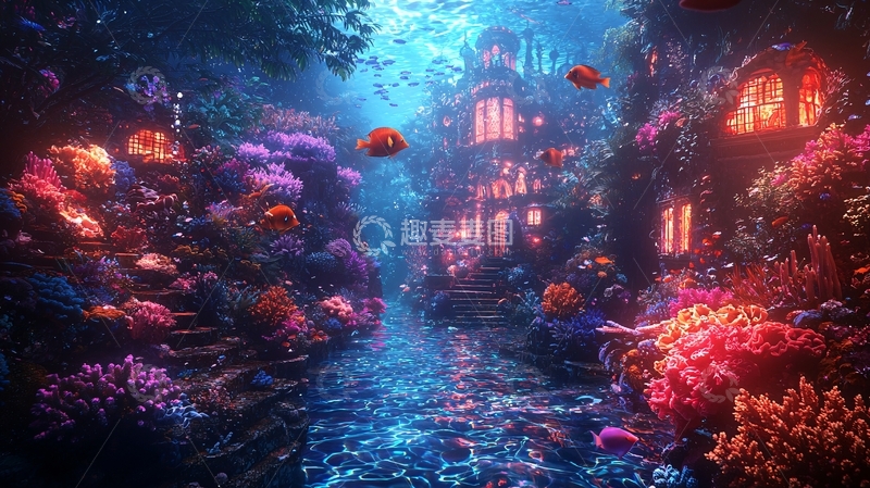 高清大图下载【趣麦麦图】海底珊瑚城市