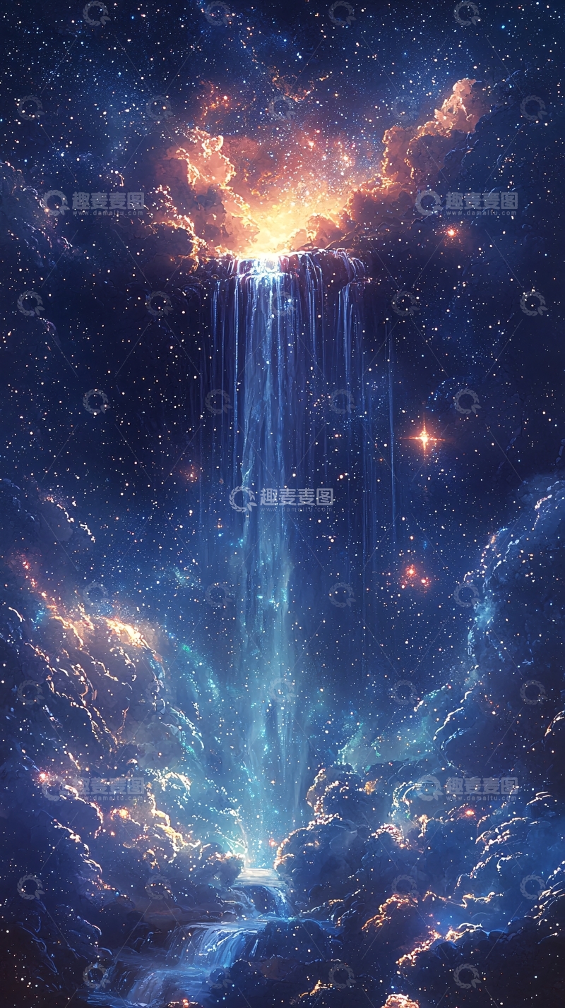 高清大图下载【趣麦麦图】宇宙星空瀑布