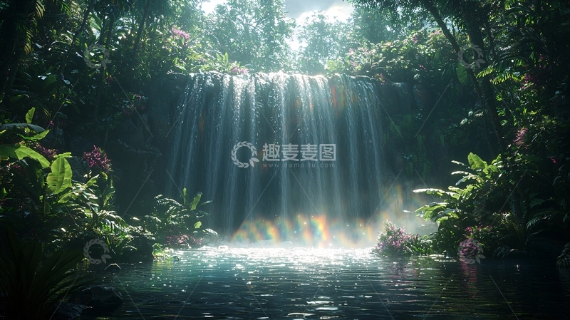 高清大图下载【趣麦麦图】热带雨林瀑布