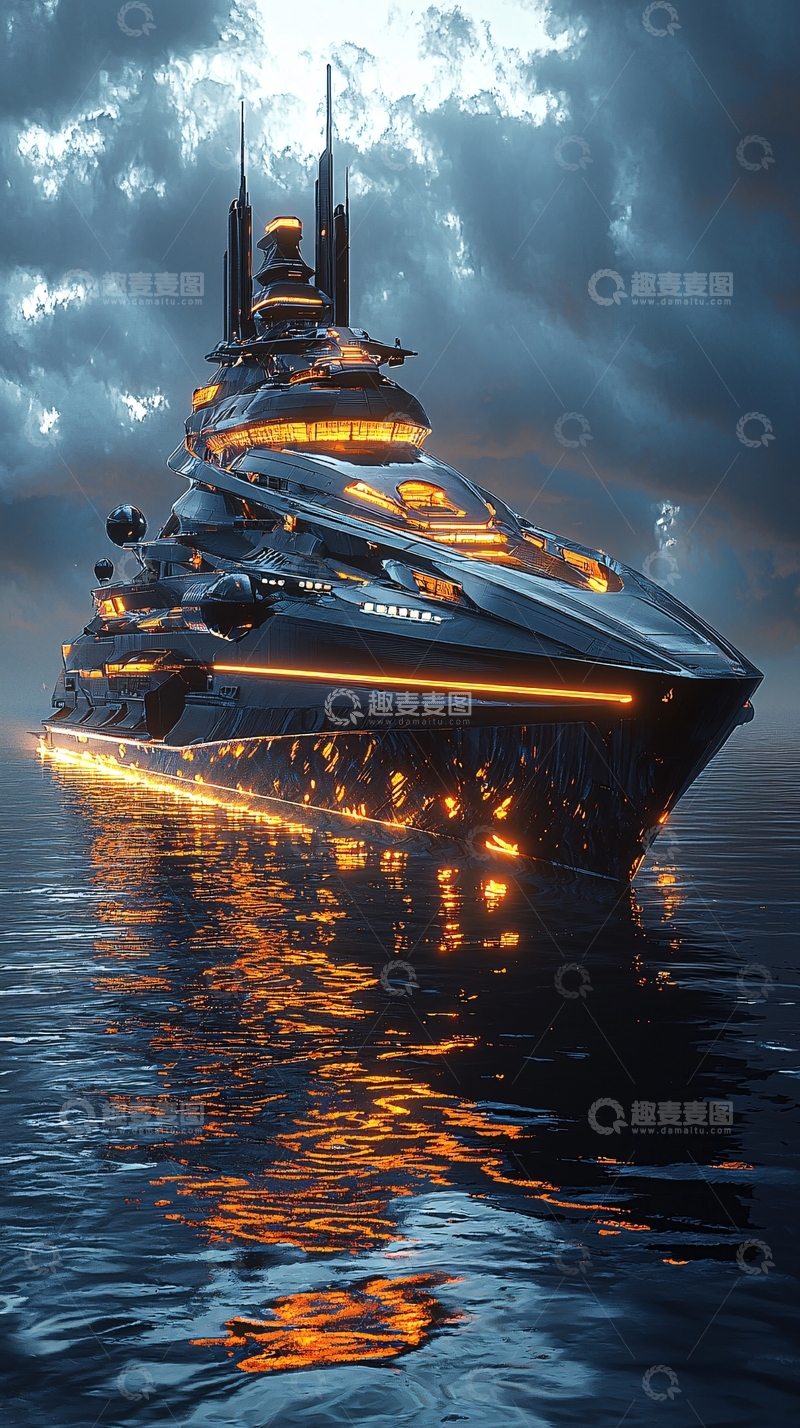 高清大图下载【趣麦麦图】未来科技感超级游艇