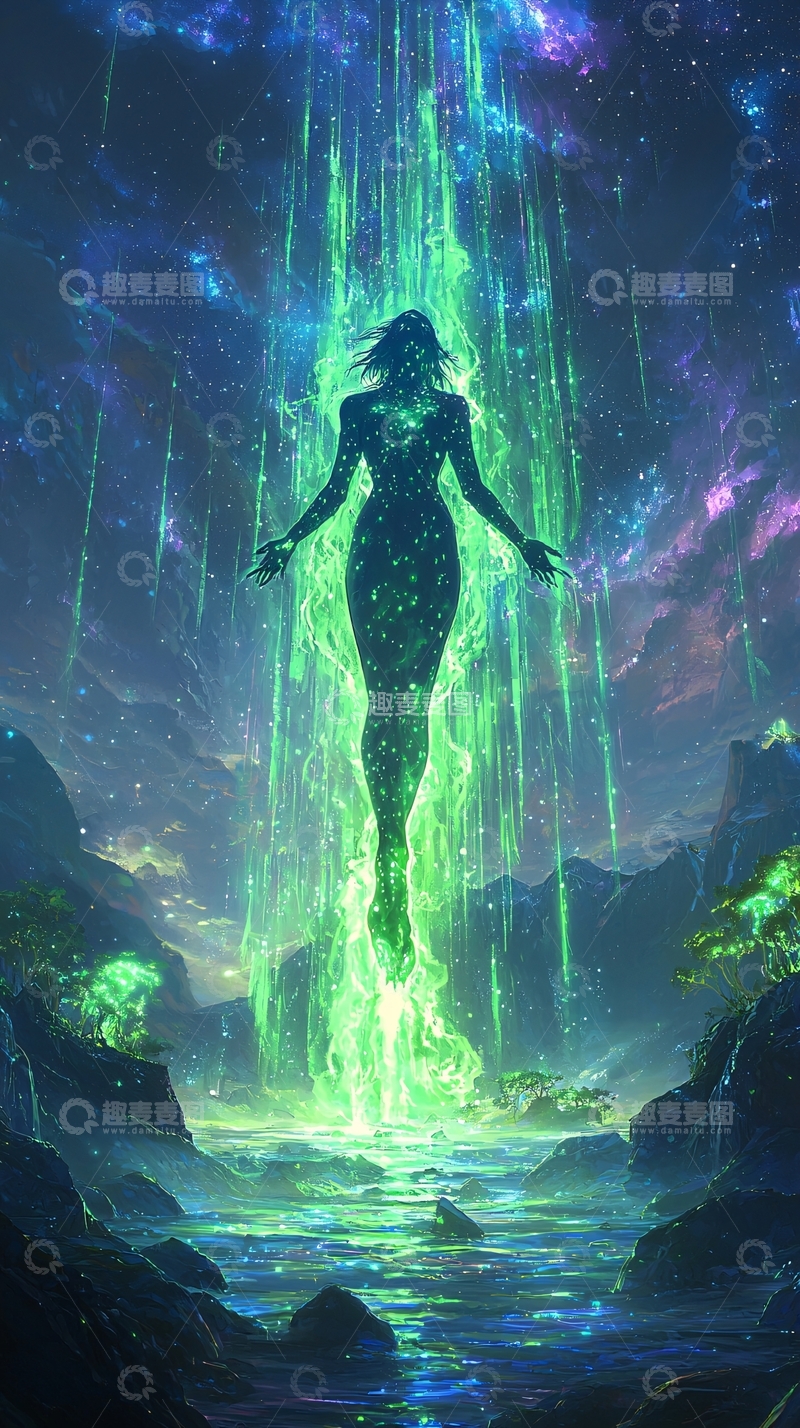 高清大图下载【趣麦麦图】绿光女神