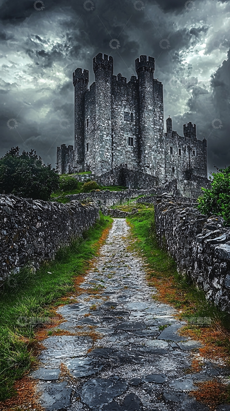 高清大图下载【趣麦麦图】阴天下的古老石城堡