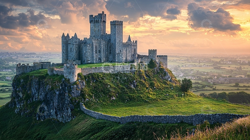 高清大图下载【趣麦麦图】日落时分山顶城堡