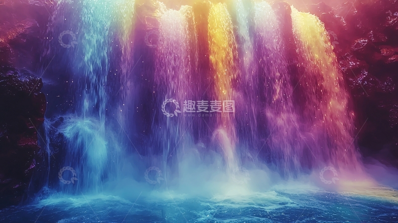高清大图下载【趣麦麦图】彩色瀑布